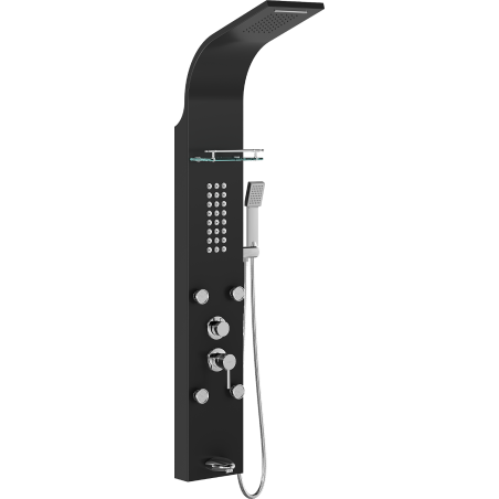 Mexen Adrox panneau de douche avec bec, noir - 7613-04-70
