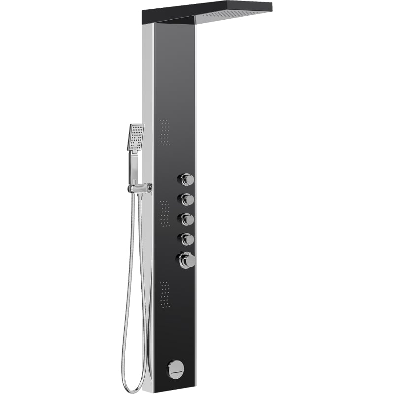 Mexen Damon panneau de douche avec bec, noir/chrome - 7623-04-71