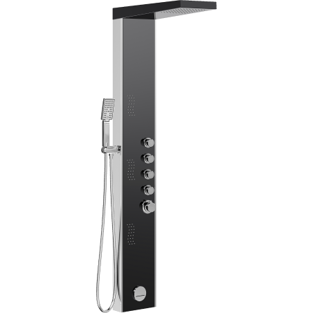 Mexen Damon panneau de douche avec bec, noir/chrome - 7623-04-71