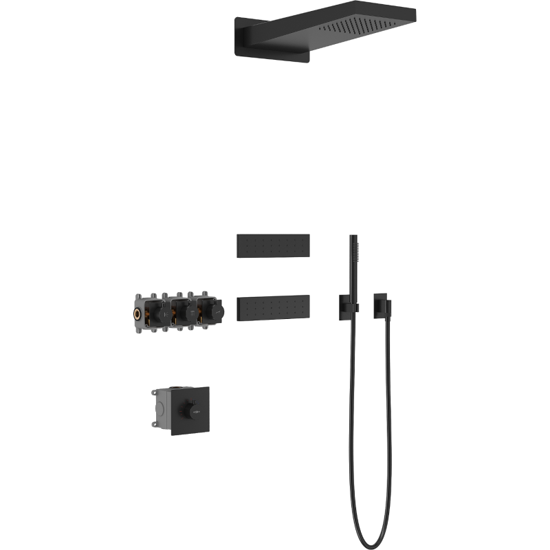 Mexen Fall ensemble de douche encastré, noir - 7602-04-70