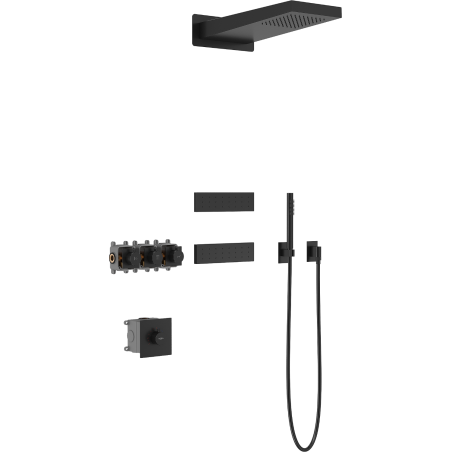 Mexen Fall ensemble de douche encastré, noir - 7602-04-70