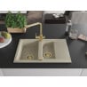 Mexen Gaspar évier en granit 1,5-bac avec égouttoir et robinet de cuisine Duero, beige - 6507-69-671600-50