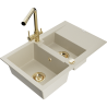 Mexen Gaspar évier en granit 1,5 bac avec égouttoir et mitigeur de cuisine Duero, beige - 6507-69-671600-50