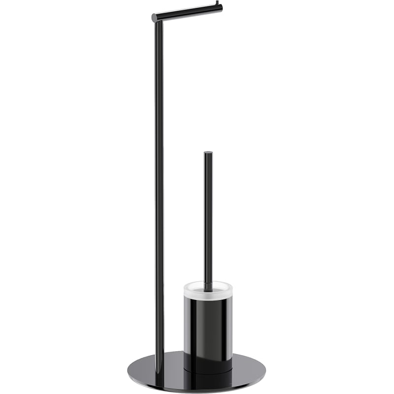 Mexen Loop brosse de toilette sur pied avec porte-papier, chrome noir - 70A71095-73