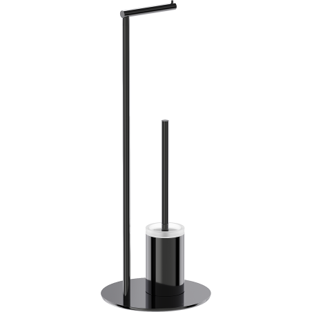 Mexen Loop brosse de toilette sur pied avec porte-papier, chrome noir - 70A71095-73