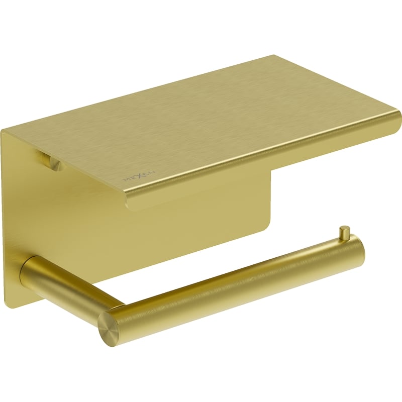 Mexen Loop support de papier toilette avec étagère, or brossé - 70A71022-55