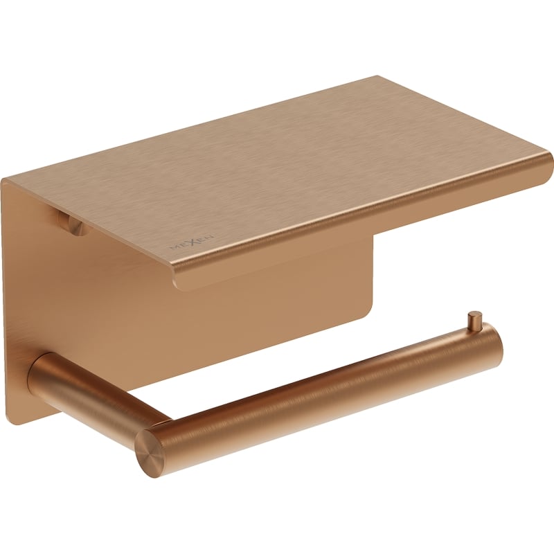 Mexen Loop porte-papier toilette avec étagère, cuivre brossé - 70A71022-65