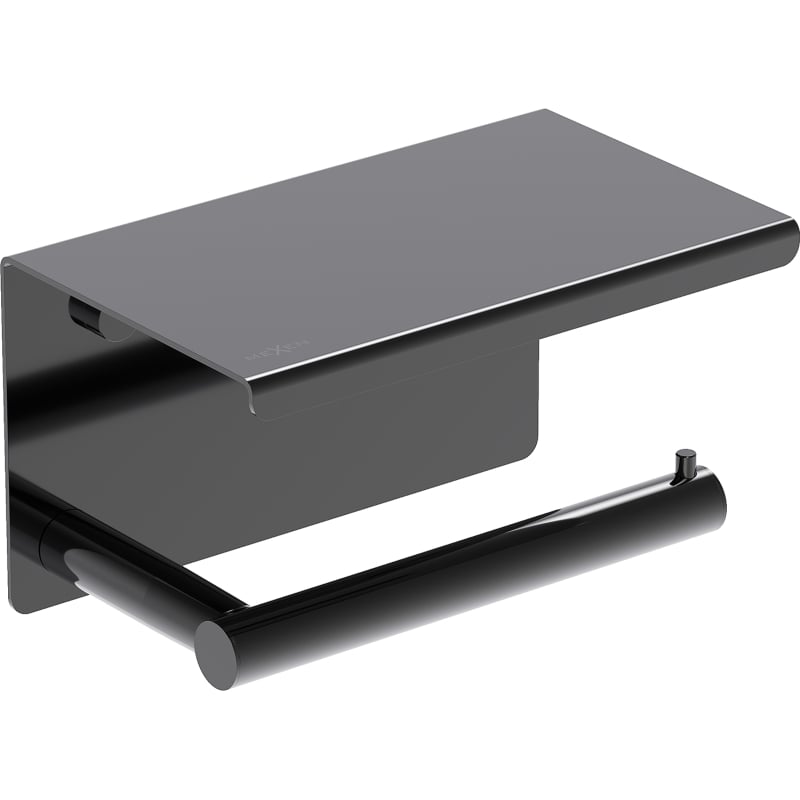 Mexen Loop porte-papier hygiénique avec étagère, chrome noir - 70A71022-73