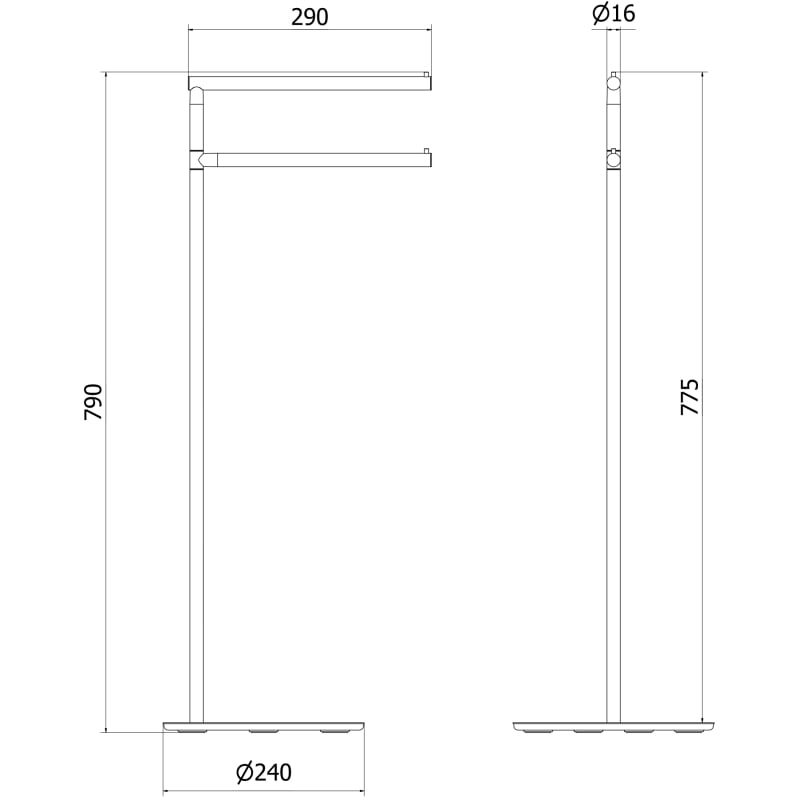Mexen Loop porte-serviettes sur pied, chrome - 70A71097-00
