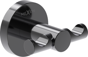 Mexen Ovio crochet à serviette double, chrome noir - 70A19512-73