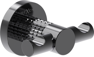Mexen Triv crochet double pour serviette, chrome noir - 70A33012-73