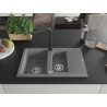 Mexen Gaspar évier en granit 1,5 cuve avec égouttoir et robinet de cuisine Duero, gris - 6507-71-671600-70