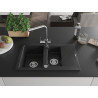 Mexen Gaspar évier de cuisine en granit 1,5 bac avec égouttoir et robinet Duero, noir/argent - 6507-73-671600-00