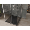 Mexen Omega-3S cabine de douche à 3 parois, coulissante 100x100 cm, transparent, chromé + receveur de douche plat