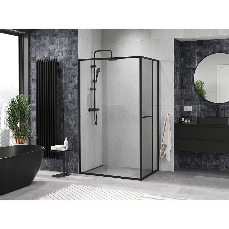 Mexen Linea cabine de douche coulissante 85 x 80 cm, transparente, noire - 8E1-085-080-70-70