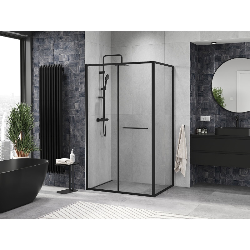 Mexen Linea cabine de douche coulissante 80 x 90 cm, transparente, noire - 8E1-080-090-70-70