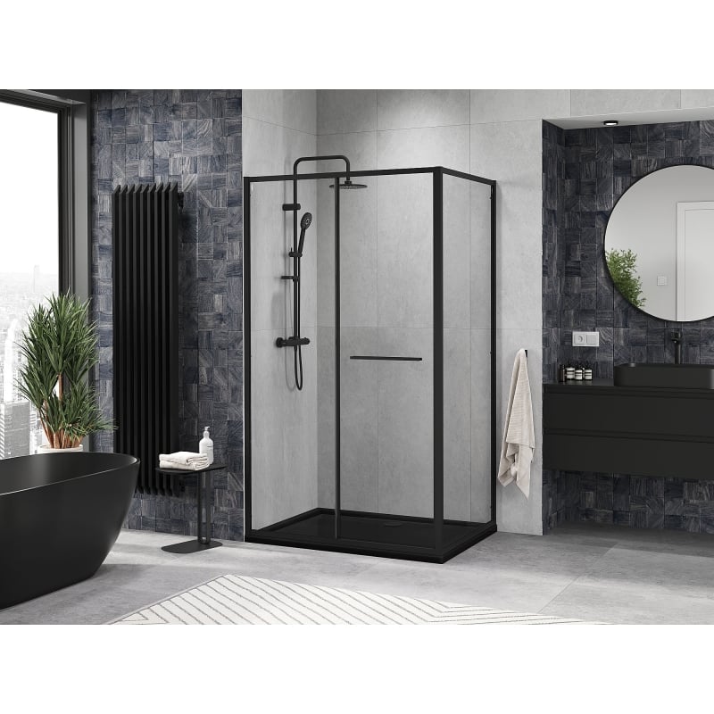 Mexen Linea cabine de douche coulissante 100 x 90 cm, transparent, noir - 8E1-100-090-70-70
