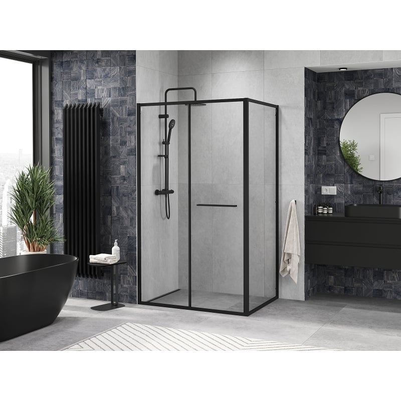 Mexen Linea cabine de douche coulissante 120 x 95 cm, transparente, noire - 8E1-120-095-70-70