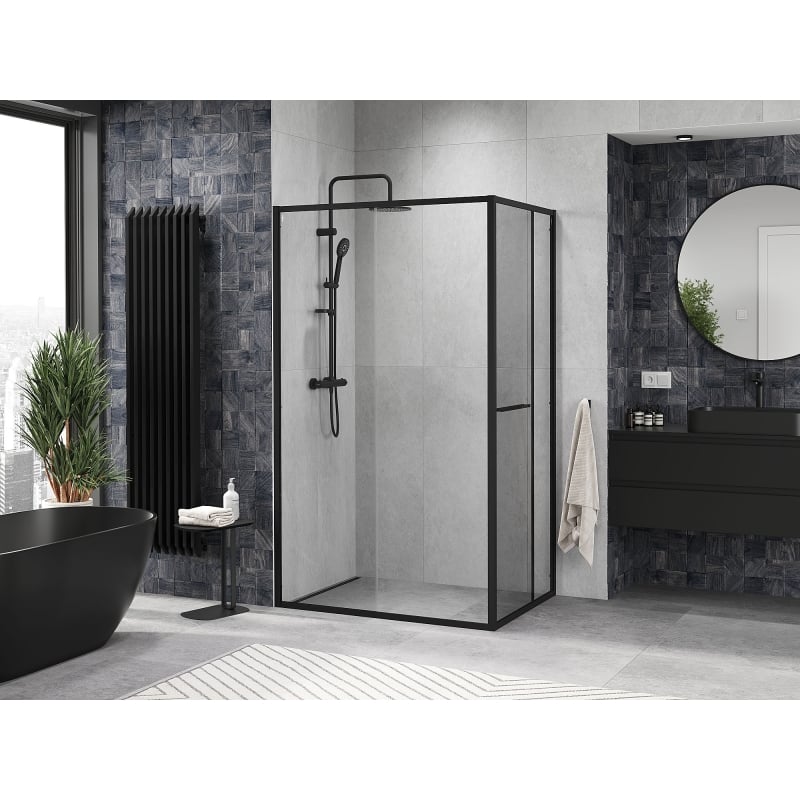 Mexen Linea cabine de douche coulissante 80 x 100 cm, transparente, noire - 8E1-080-100-70-70