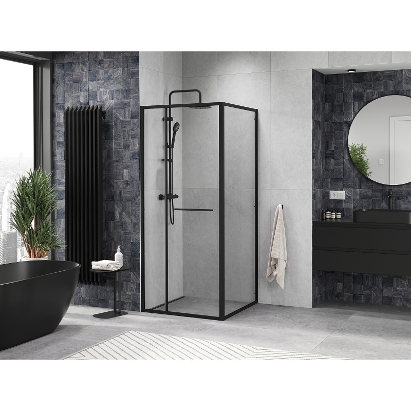 Mexen Linea cabine de douche coulissante 95 x 95 cm, transparente, noire - 8E1-095-095-70-70