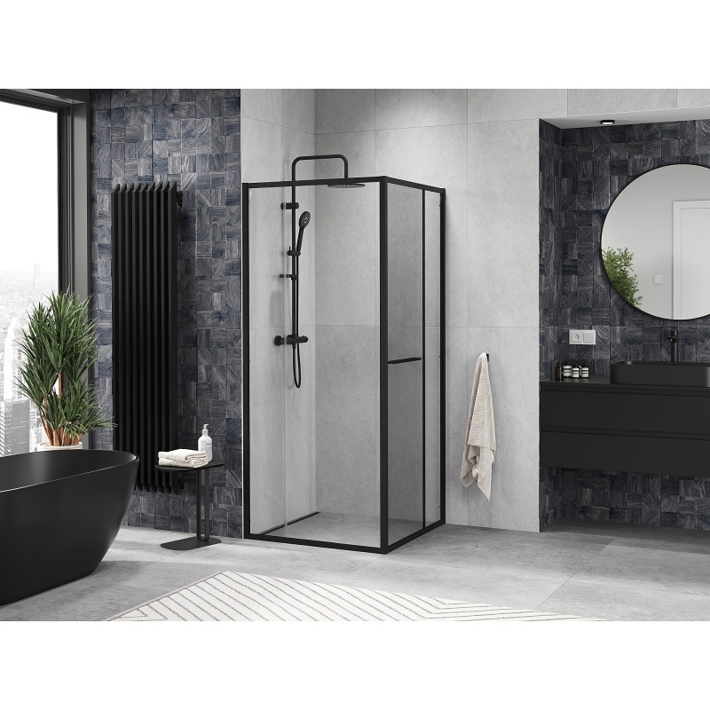 Mexen Linea cabine de douche coulissante 100 x 100 cm, transparent, noir - 8E1-100-100-70-70