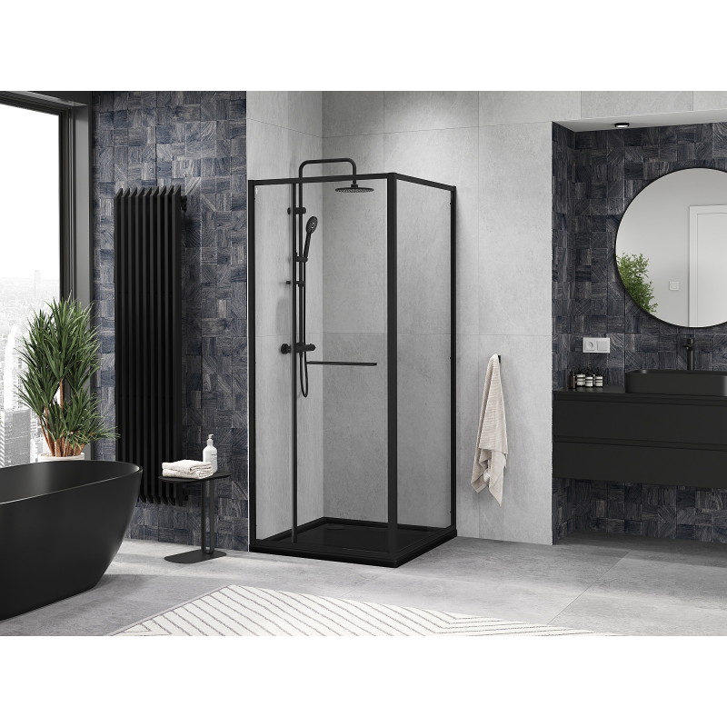 Mexen Linea cabine de douche coulissante 90 x 90 cm, transparent, noir - 8E1-090-090-70-70