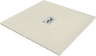 Mexen Hugo receveur de douche carré SMC 100 x 100 cm, beige, cache inox - 42691010-X