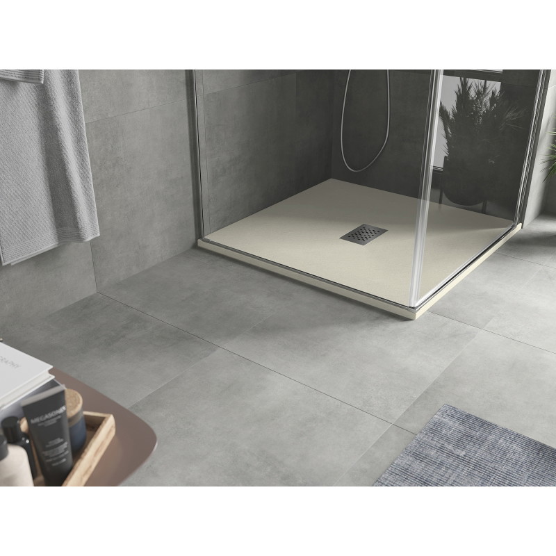 Mexen Hugo receveur de douche carré SMC 100 x 100 cm, beige, cache inox - 42691010-X