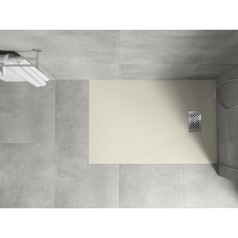 Mexen Hugo receveur de douche rectangulaire SMC 80 x 70 cm, beige, cache inox - 42697080-X