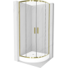 Mexen Rio cabine de douche semi-circulaire 80 x 80 cm, transparent, doré + receveur Rio, blanc - 863-080-080-50-00-4710