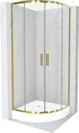Mexen Rio cabine de douche semi-circulaire 80 x 80 cm, transparent, doré + receveur Rio, blanc - 863-080-080-50-00-4710