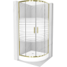 Mexen Rio cabine de douche semi-circulaire 80 x 80 cm, bandes blanches, or + receveur, blanc - 863-080-080-50-20-4710