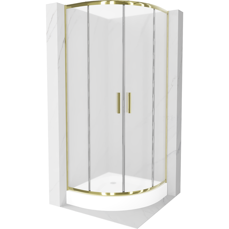 Mexen Rio cabine de douche semi-circulaire 80 x 80 cm, givré, or + receveur, blanc - 863-080-080-50-30-4710