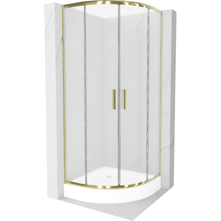 Mexen Rio cabine de douche semi-circulaire 80 x 80 cm, givré, or + receveur Rio, blanc - 863-080-080-50-30-4710