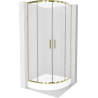 Mexen Rio cabine de douche semi-circulaire 90 x 90 cm, givre, or + receveur Rio, blanc - 863-090-090-50-30-4710