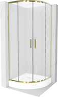 Mexen Rio cabine de douche semi-circulaire 90 x 90 cm, givre, or + receveur Rio, blanc - 863-090-090-50-30-4710