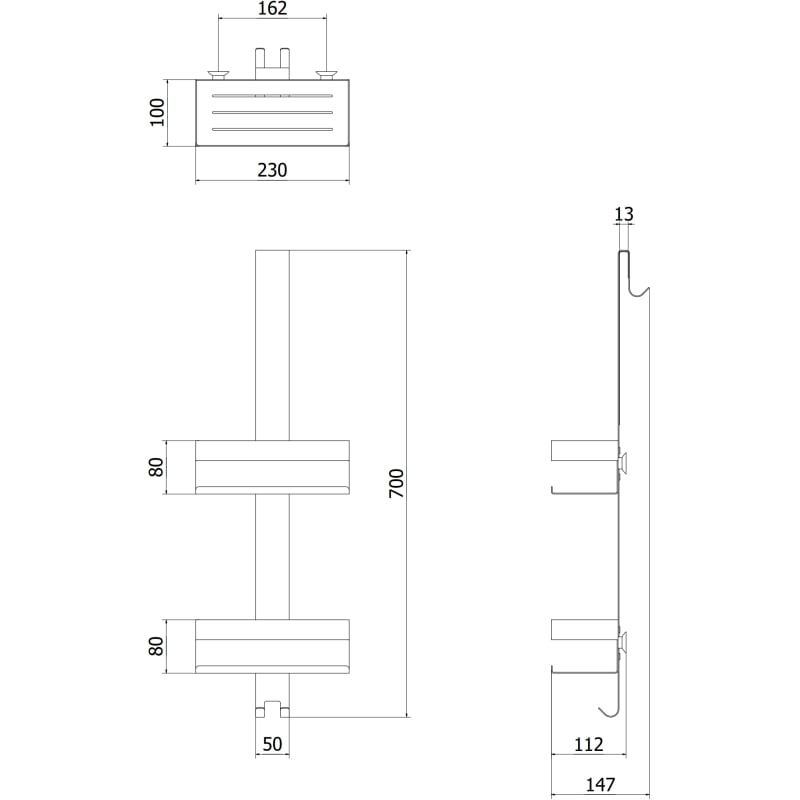 Mexen Brin-2 panier de salle de bain avec cintre, cuivre brossé - 70A8842-65