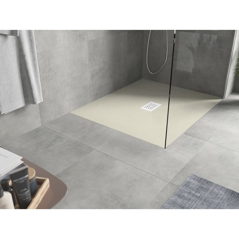 Mexen Hugo receveur rectangulaire SMC 120 x 100 cm, beige, cache blanc - 42691012-W