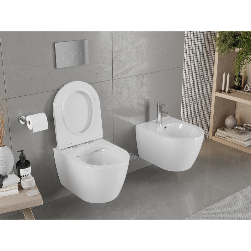 Mexen Carmen cuvette WC Rimless avec abattant slim à descente progressive, duroplast, blanc brillant - 30880500