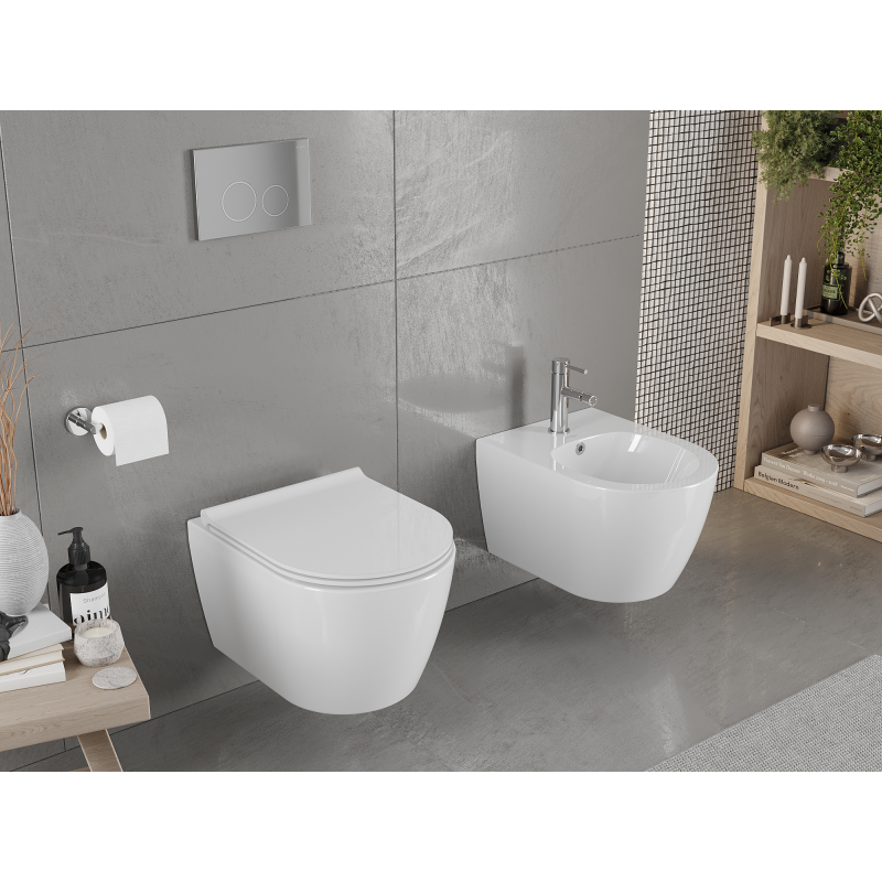 Mexen Carmen cuvette WC Rimless avec abattant slim à descente progressive, duroplast, blanc brillant - 30880500