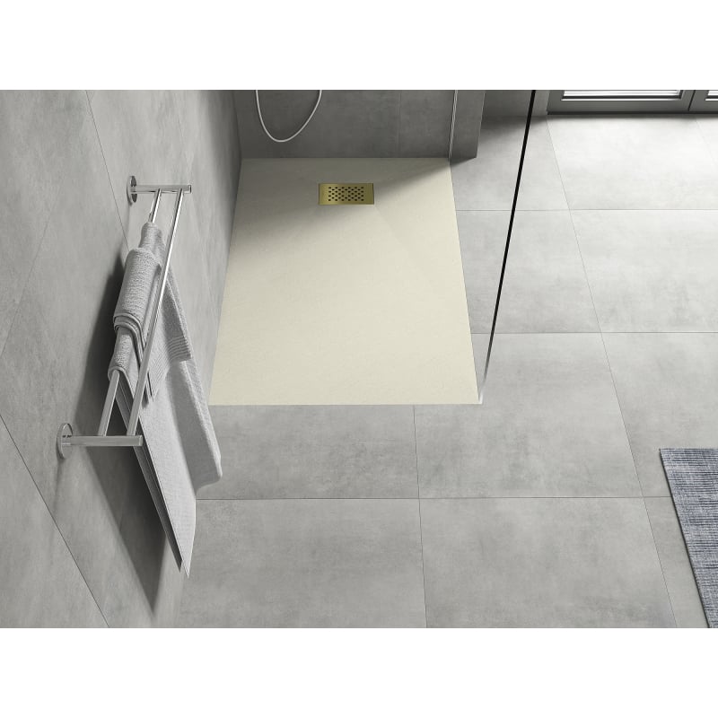 Mexen Hugo receveur rectangulaire SMC 100 x 70 cm, beige, cache doré - 42697010-G