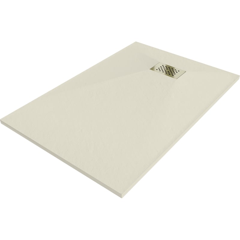Mexen Hugo receveur de douche rectangulaire SMC 120 x 70 cm, beige, cache-découvert doré - 42697012-G