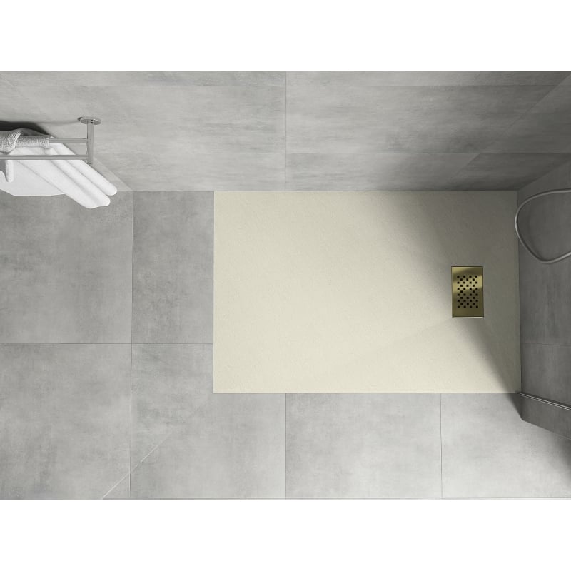 Mexen Hugo receveur de douche rectangulaire SMC 90 x 80 cm, beige, cache doré - 42698090-G
