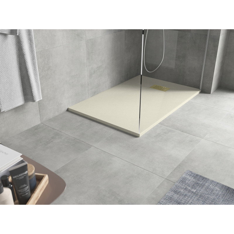 Mexen Hugo receveur de douche rectangulaire SMC 100 x 90 cm, beige, cache doré - 42699010-G