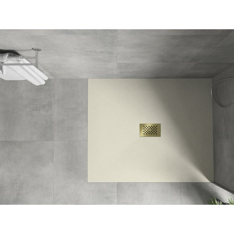 Mexen Hugo receveur de douche rectangulaire SMC 120 x 100 cm, beige, cache doré - 42691012-G