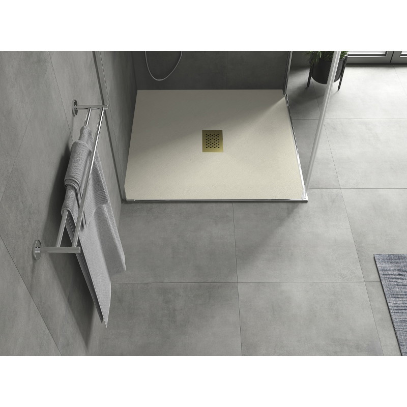 Mexen Hugo receveur de douche carré SMC 100 x 100 cm, beige, cache-douche doré - 42691010-G