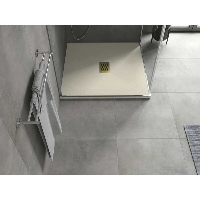 Mexen Hugo receveur de douche carré SMC 100 x 100 cm, beige, cache-douche doré - 42691010-G
