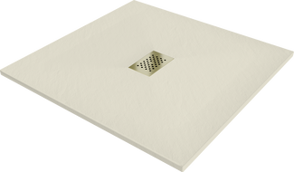Mexen Hugo receveur de douche carré SMC 80 x 80 cm, beige, cache doré - 42698080-G