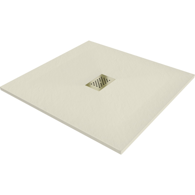 Mexen Hugo receveur de douche carré SMC 90 x 90 cm, beige, cache doré - 42699090-G
