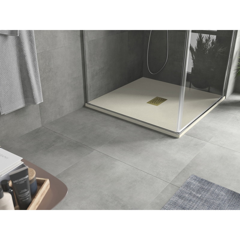 Mexen Hugo receveur de douche carré SMC 80 x 80 cm, beige, cache doré - 42698080-G